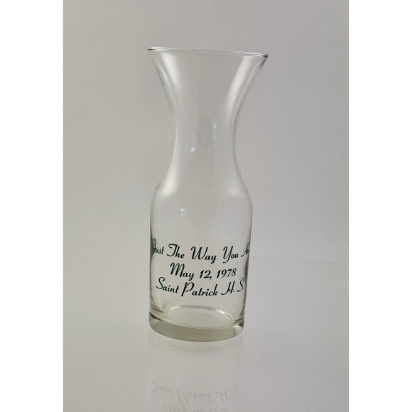 Vintage 1978 Saint Patrick NJ Class Reunion Glass Carafe  -Just the Way You Are- - Picture 1 of 7